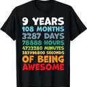 9 Year Old Bday Decorations Son Boy 9yr 9th Birthday T-Shirt, M Size