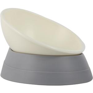 Bulldog Bowl Anti-Slip Dog Cat Dish Detachable Rubber Dog Bowl Pet Sterile Tilted Pet Feeder Slope Base (Grey, 3.5 Cup (Medium/Large Dog))