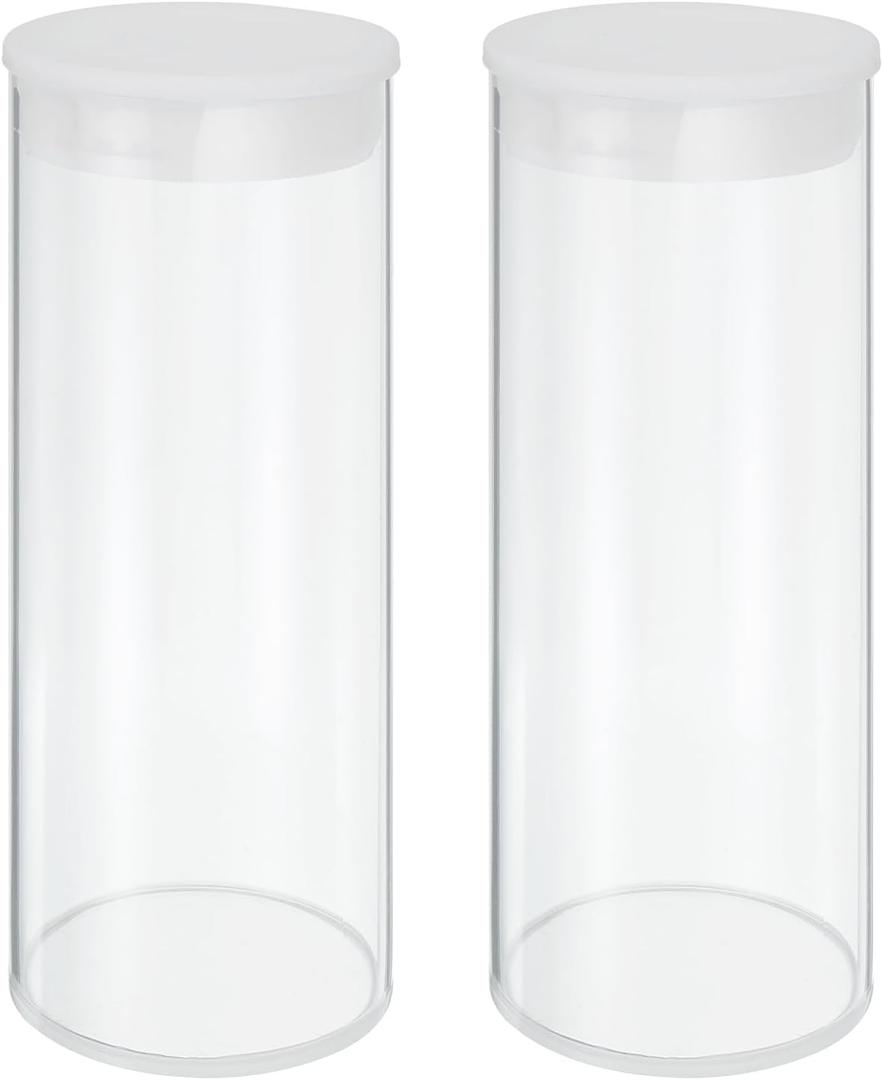 MECCANIXITY Transparent Plastic Storage Tubes, 2 1/2" x 6"(63x150mm) Polycarbonate Clear Rigid Round Storage Tubing with Black Lid, 2 Set