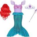 Eledobby Mermaid Costume for Girls Princess Dress Up Kids Halloween Outfits Christmas Birthday Party Gift, Size 110