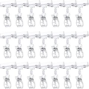 Honeydak 50 Pcs Plastic Sign Holder Clips Swivel Price Signs Rotatable Rack Shelf Price Clips for Merchandise Double Display for Retail Cards(Simple Shape)