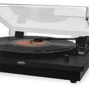 JENSEN JTA-315 Vinyl Record Player 3 Speed Turntable with Speakers and Dual Bluetooth Transmit/Receive, Black