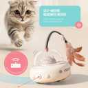 Li&Zhao Interactivity Cat Toy - Automatic Laser Feather Cat Toy, Rechargeable 2 in 1 Cat Electric Toy for Boring Indoor Adult Cats/Kittens(Beige)