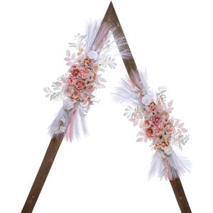 Wedding Arch Flowers, Artificial Flowers for Decoration, Large Flower Swag for Boho Styles Wedding Ceremony Floral Decor - Pack of 2 (Salmon Pink&pampas White)