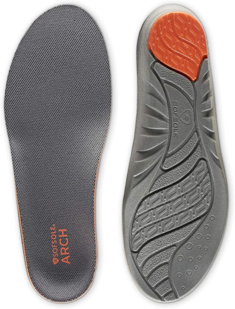 Sof Sole Insoles Men's High Arch Performance Full-Length Foam Shoe Insert (9-10.5, Grey)