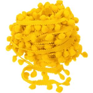 uxcell 20 Yards Pom Pom Ball Fringe Trim, Ribbon Sewing Accessory DIY Crafts for Home Curtain Clothes Pillow Decoration (8mm, Dark Yellow)