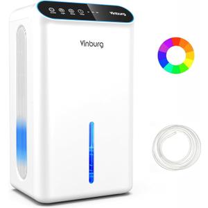 Dehumidifiers for Home (85 OZ Water Tank, 800 sq.ft) Quiet Small Dehumidifier for Basement Bedroom Bathroom with Drain Hose, 3 Gear Timer, Sleep Mode, Auto Shut Off, 7 Color Ambient Light