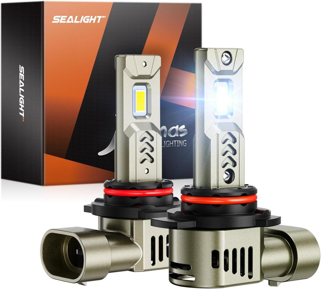 SEALIGHT 9012 HIR2 LED Fog Light Bulbs, 900% Brightness 6500K Cool White Driving Fog lights, 1:1 Mini Size Front Fog Lamps, Non-polarity, Play and Plug (Pack of 2)