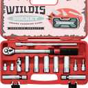 WIILDIS 14 PCS 3/8 Inch Drive Spark Plug Socket Set with Click Torque Wrench5-45 Lb.ft/6.8-61.2 Nm, Magnetic Swivel Sockets, Universal Joint, Extension Bar, Cr-V Steel