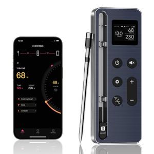 Wireless Meat Thermometer Digital 800FT Long Range Food Thermometer with Bluetooth Thinner Meat Probe for Remote Temp Monitoring of BBQ, Oven, Grill, Smoker, Air Fryer, iOS & Android App
