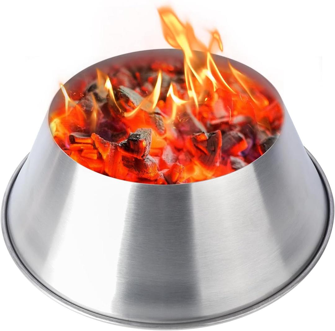Upgrade BBQ Whirlpool for Weber Kettle 22/26.75 Charcoal Grill Accessories, One-Piece Swirl Design Medium Size for WSM Smokey Mountain,XL Kamado,XL Big Green Egg Grilling Accessory,Stainless Steel
