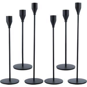 NLBTW Black Taper Candle Holders Set of 6, Metal Candlestick Holders for Table or Mantel Decor Centerpiece, Candle Stick Holder Decor for Wedding, Dinning, Party or Anniversary