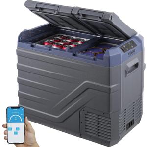 VEVOR Car Refrigerator, 40 L Dual Zone Portable Freezer, 12 Volt Car Refrigerator Fridge, -4-68 Adjustable Range, 12/24V DC and 100-240V AC Compressor Cooler for Outdoor, Camping, RV