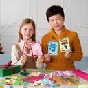 90 Pcs Birthday Party Supplies, Pixel Miner Style Stickers and Cards School Classroom with Key Chain