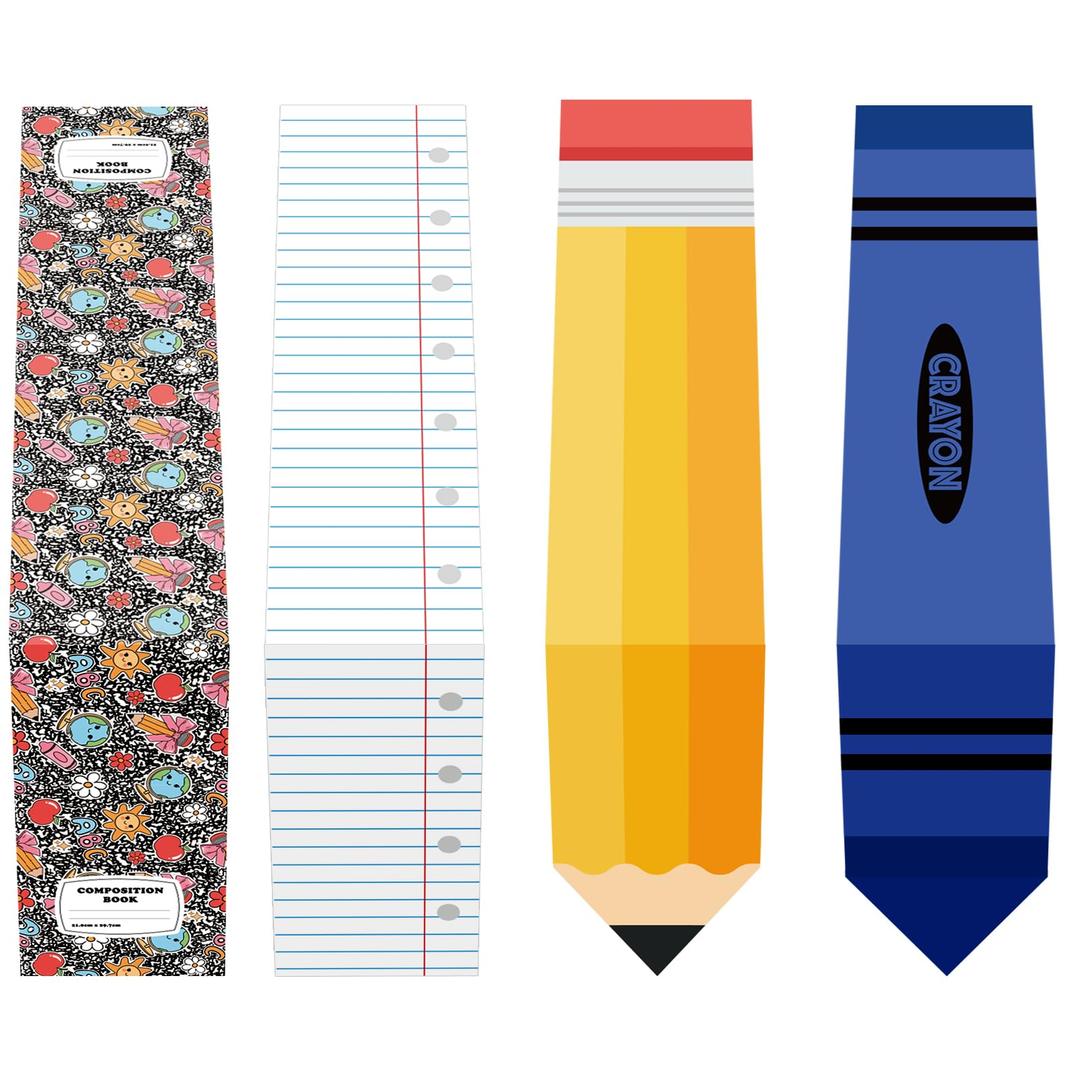 2 x 4 PCS Back to School Preschool Graduation Decorations Table Runner 71 x 13'' Kindergarten Graduation Composition Pencil Crayon Ruler Notebook for School Dining Room Classroom Party Decoration