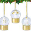 Yinns Christmas Tree Ornament, Snow Man Angel and Xmas Tree Mini Snow Globe Hanging Ornament for Christmas Tree Table Decoration (Golden White-3)