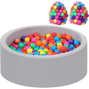 Foam Ball Pit for Toddlers with 200 Balls, Large Baby Ball Pit for Babies with Soft Memory Sponge, Indoor Outdoor Baby Playpen, Kids Play Ball Pool, Gift Toys for Infants Boys and Girls, 33.5x10.5"/200 Rainbow Balls