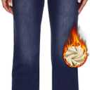 KDF Fleece Lined Jeans Women High Waisted Wide Leg Baggy Jeans for Women Winter Lined Jean Pants (12, Navy Blue_fleece)