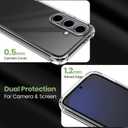 for Samsung Galaxy S24 FE Case, Shockproof TPU Clear Cover with 2 Pack Tempered Glass Screen Protectors & Leather Kickstand (3M Adhesive Mount) for Stand/Horizontal Viewing, Clear