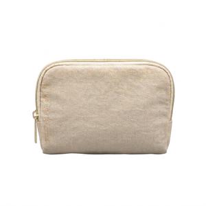 Premium Small Canvas Cosmetic Bag – Minimalist Travel Organizer & Toiletry Pouch with Gold-Tone Zipper