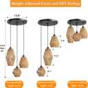 3-Light Rattan Pendant Light,Hand Woven Boho Chandelier,Wicker Pendant Light Fixture,Kitchen Dining Room Chandelier Over Table,Hanging Light for Living Room,Entryway,LED Bulbs Included