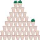 vensovo 48 Pcs Tiny Terracotta & Terra Cotta Pots with Drainage - Pink Small Mini Clay Ceramic Pottery Planter Ideal for Indoor/Outdoor Plants, Crafts, Wedding Favors, 2 Inch Outer Diameter