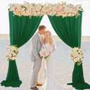 Emerald Green Backdrop Curtain Backdrop Curtains 10FTx10FT 2 Panels Chiffon Fabric Wedding Drapes Semi Sheer Curtains for Backdrop Baby Shower Background Backdrop Drapes for Arch Party Birthday Decor