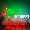 Jeanchrl Jesus Is The Reason For The Season Neon Sign Christmas Christian LED Sign for Wall Decor USB Powered Christmas Light Up Sign for Living Room Bedroom Jesus Neon Light Religious Gift for Family