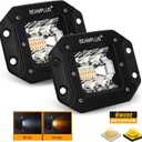2 Pcs 5in Amber White LED Cube Lights, 42W 4200LM LED Pods Fog Lights for Off Road, ATV, UTV, 4x4, SUV, 12V-24V IP68