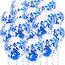 Blue Confetti Balloons, 25 Pcs Thickened 12 Inch Clear Latex Balloon with Confetti Inside for Graduation Decorations Engagement Bridal Shower Party Baby Shower Birthday Party Decoration Supplies