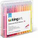 KINGART Watercolor Brush Markers, 36 Piece, Multicolor, 410-36
