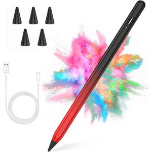 Stylus Pen for iPad 2018-2023 with Palm Rejection, Active Pencil for iPad 10th/9th/8th/7th/6th Gen, for iPad Pro 11/12.9 inch, for iPad Air 5th/4th/3th Gen, for iPad mini 6th/5th Gen (Black and Red)