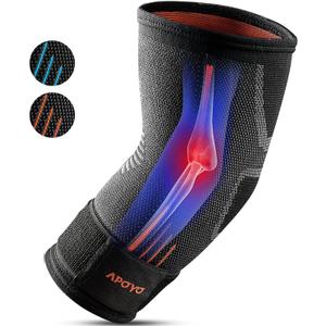 APOYO Elbow Brace for Tendonitis and Tennis Elbow, Compression Sleeve for Arthritis, Workouts, Reduce Joint Pain During Fitness Activity (Small) (Orange)