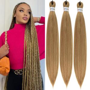 Ash Blonde Braiding Hair Pre stretched 24/30/613 Synthetic Knotless Prestretched Braiding hair Yaki Texture Ez Braids Hot Water Set