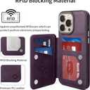 GUERNICA for iPhone 16 Pro Max Wallet Case with RFID Blocking Card Holder for Women Men, Kickstand Shockproof Phone Case for iPhone 16 Pro Max(6.9"),Dark Purple