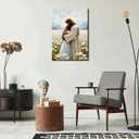 Frame Jesus Hugging Girl Canvas Wall Art Jesus and Woman Wall Decor Pictures Modern Christian Healing Embrace Mormon Prints Posters for Hallway Bathroom Dining Living Room Kitchen Wall Bedroom Decoration 24x36in, 36"Lx 24"W