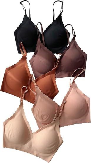 Women's Seamless Padded Bralettes Pack Wireless Everyday Bras, Size M