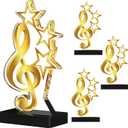 Landical 4 Pack Music Award Trophies Gold Winner Music Award Plaque Acrylic Music Trophies Award Music Prize Gift for Tournaments, Competitions, Party, Kids and Adults