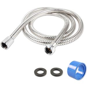Shower Hose 96 Inches Stainless Steel Handheld Shower Head Hose Replacement with Brass Nut Long Fexible Shower Hose Extension (Silver) Shower Hose 96 Inches Stainless Steel Handheld Shower Head Hose Replacement with Brass Nut Long Fexible Shower Hose Extension (Silver)