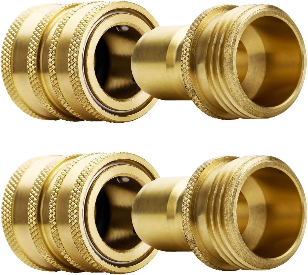 YAMATIC Garden Hose Quick Connect Water Hose Fittings - 3/4" Thread - High Grade Brass Durability and Leak Free Upgrade(2 PACK) YAMATIC Garden Hose Quick Connect Water Hose Fittings - 3/4" Thread - High Grade Brass Durability and Leak Free Upgrade(2 PACK)