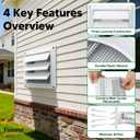 4 Inch Dryer Vent Cover for Exterior Wall Vent Hood Outlet Airflow, Dryer Air Vent with Screen with 4 Screw for Easy Installation, White