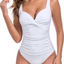 RELLECIGA Womens Tummy Control One Piece Swimsuits Slimming Molded Cup Push Up Bathing Suit (X-Large, White)