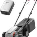 Litheli 14 Inch Battery Lawn Mower, Lightweight Push Mower with 5.0Ah Battery, Easy-Start Cordless Grass Cutter for Small Yards