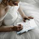 Letters To The Bride Scrapbook Wedding Memory Book DIY Bridal Blank Paper Scrapbook Photo Album with White Lace Stickers Silver Alphabet Sticker Pearl Patches Envelopes Bows (Blue)