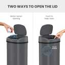 iTouchless 13 Gallon Oval Smart Bin with Odor Filter, 50L Touchless Stainless Steel Kitchen Trash Can, Automatic Motion Lid, Fingerprint-Proof, Executive Dark Metallic Finish, Gunmetal Gray