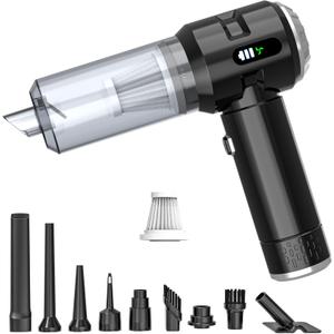 Sycoodeal Handheld Car Vacuum Cleaner, 25000PA Strong Cyclonic Suction Portable Mini Vacuum Cordless with Digital Display Lightweight Handheld for Pet Hair, Car, Home, Office, Kitchen(Silver)