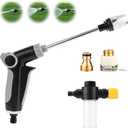 Turn Any Hose Into A High-Pressure Water Jet,Heavy Duty Garden Hose Nozzle,Multi Function Lawn & Garden Watering Sprayer,Spray Nozzles for Cleaning Yard Pets Car,Three Spray Modes with Foam Pot (A)