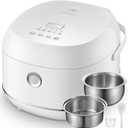 Novaspark Stainless Steel Rice Cooker Small 6 Cup (Uncooked) / 12-Cup (Cooked) with Stainless Steel Inner Pot, Compact Mini Rice Cooker Small Kitchen, Low Carb Rice Maker, 24H Timer and Auto Keep Warm
