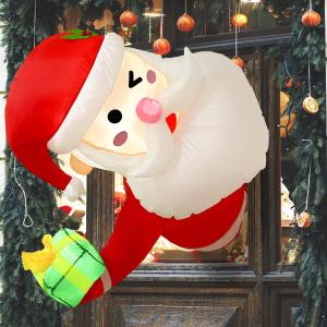 3.5 FT Christmas Inflatables Santa Claus Outdoor Decorations Blow Up Yard Standing Santa with Built-in LEDs for Holiday Party Xmas Yard Garden Lawn Decor