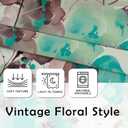 weesire 2 Pack 100% Blackout Boho Floral Curtains, Teal Flower Pattern, 52x96 Inches, Living Room & Bedroom